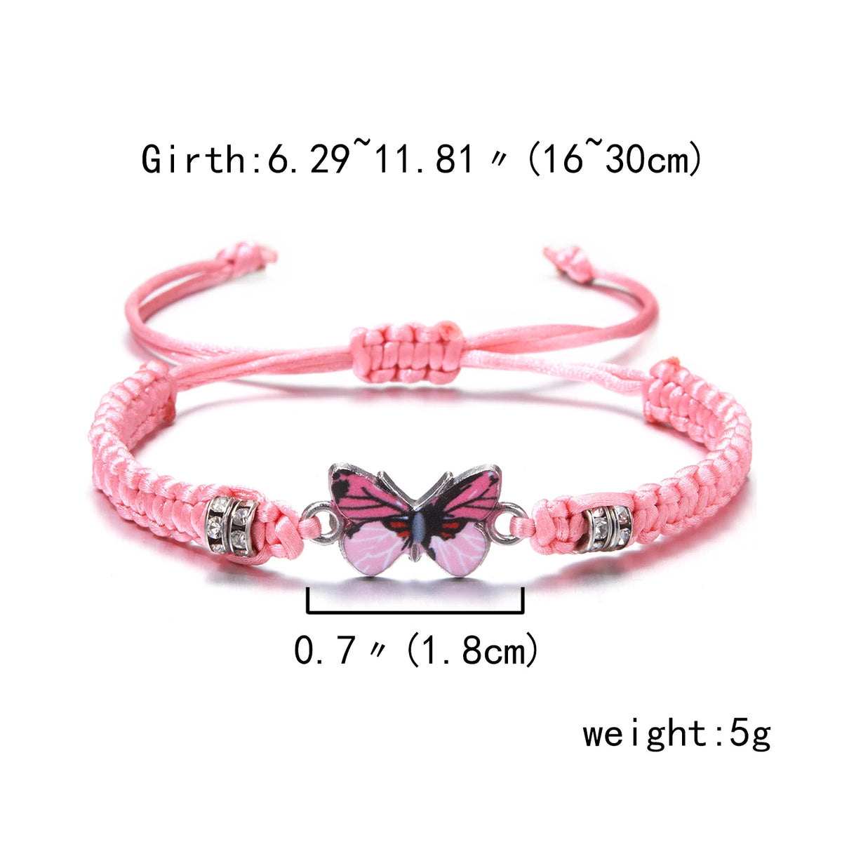 Bonita pulsera con dijes de animales para mujer: aleación de vidrio y zinc, cadena de cuerda con cordones