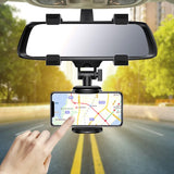 Soporte para teléfono con espejo retrovisor giratorio de 360° para automóvil: ajustable, duradero y de ajuste universal