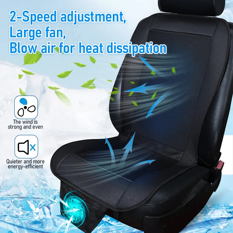 Car Cooling Seat Cushion with Adjustable Fan and Anti-Slip Design