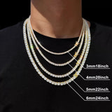 Men's Iced Out Tennis Chain Necklace - 3mm to 6mm Cubic Zirconia Hip Hop Jewelry