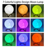 Lámpara de luna LED de 8 cm | Luz de noche estrellada a batería con soporte
