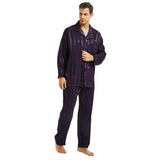 Men’s Striped Silk Pajama Set – Luxurious Lycra Sleepwear with Button-Up Design