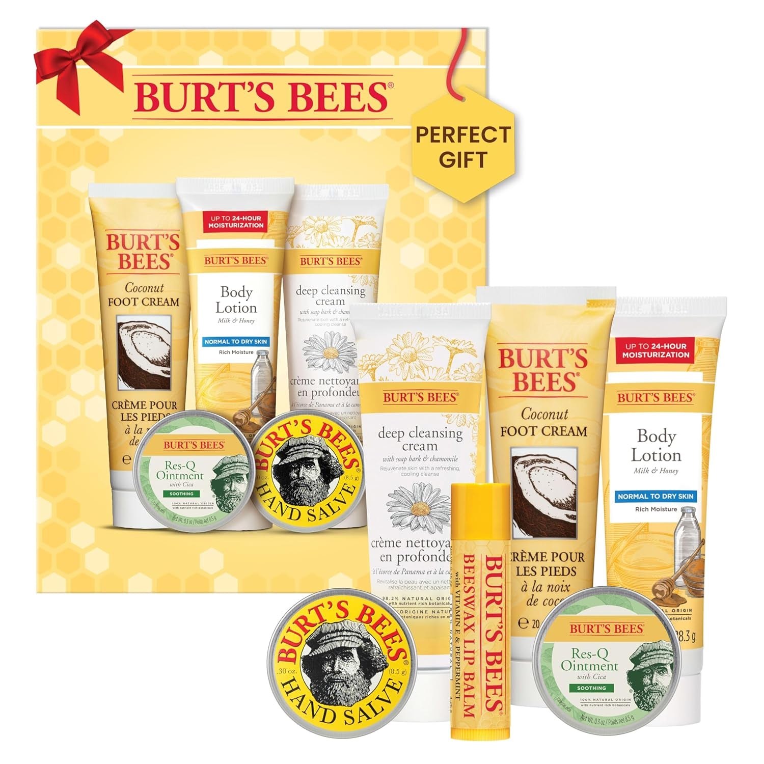 Set de regalo para el cuidado de la piel: bálsamo labial, crema para pies, loción corporal, crema limpiadora, ungüento y bálsamo para manos