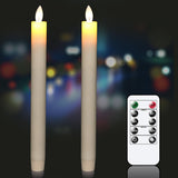 Genswin Halloween Black Taper Flameless Candles with Ghost Hand Candlesticks and Remote Timer, 2 Pcs Battery Operated Taper Candles with Holder and 3D Flame for Halloween Decor