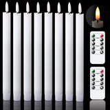 Genswin Halloween Black Taper Flameless Candles with Ghost Hand Candlesticks and Remote Timer, 2 Pcs Battery Operated Taper Candles with Holder and 3D Flame for Halloween Decor