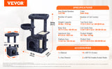 Indoor Cat Tree – Multi-Level Tower with Condo, Sisal Scratching Posts, Hammock & Perch