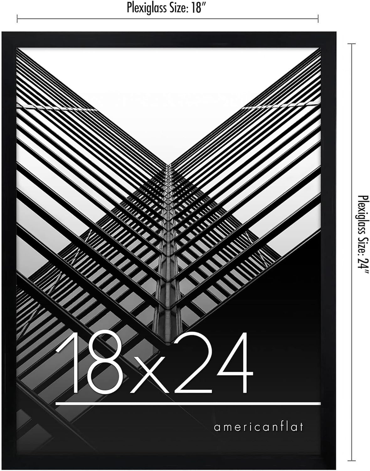 18X24 Poster Frame with Polished Plexiglass - Streamline Collection - Thin Border Picture Frame for Wall Display - Hanging Hardware Included - Black