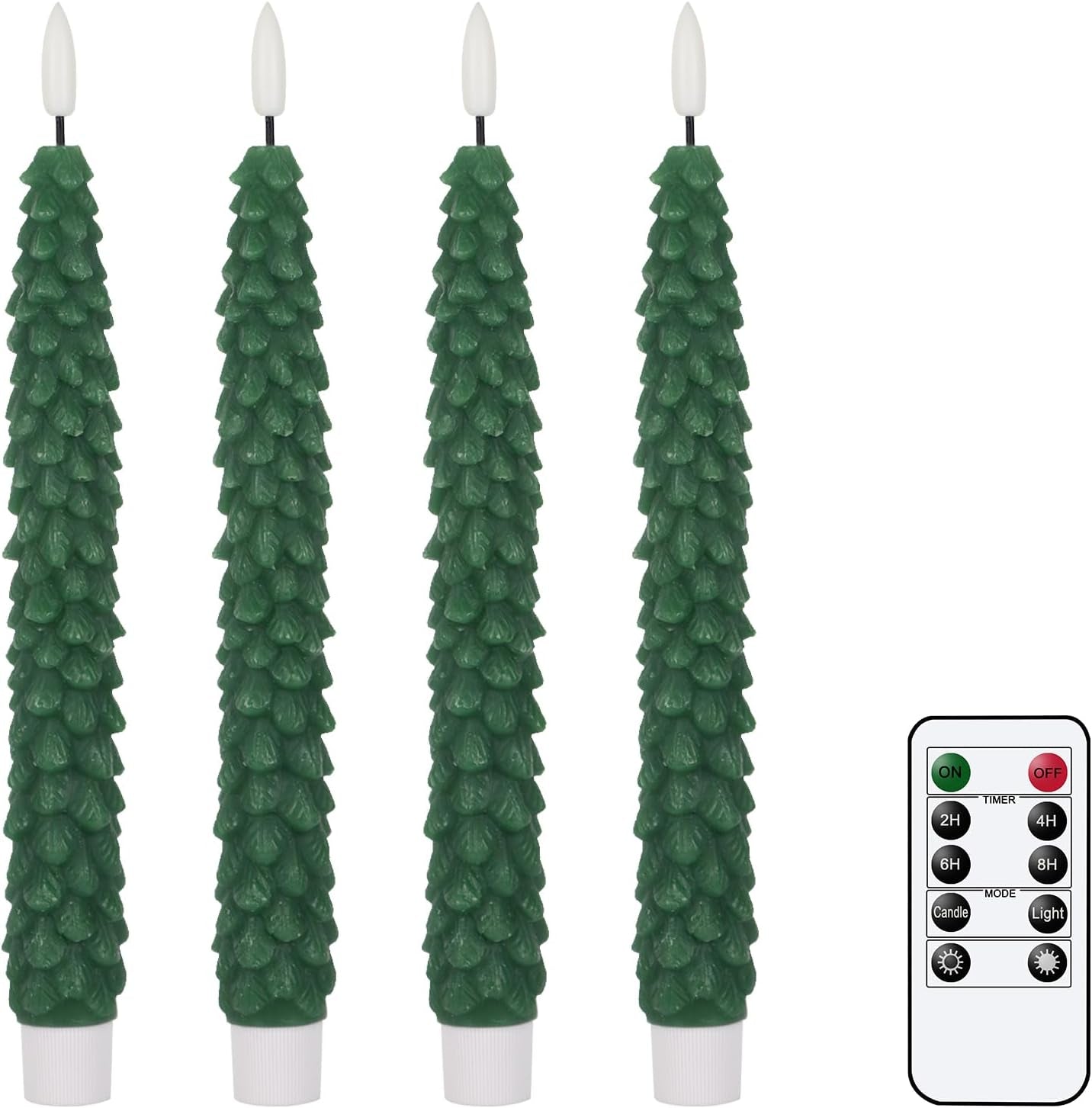Genswin Halloween Black Taper Flameless Candles with Ghost Hand Candlesticks and Remote Timer, 2 Pcs Battery Operated Taper Candles with Holder and 3D Flame for Halloween Decor