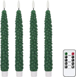 Genswin Halloween Black Taper Flameless Candles with Ghost Hand Candlesticks and Remote Timer, 2 Pcs Battery Operated Taper Candles with Holder and 3D Flame for Halloween Decor