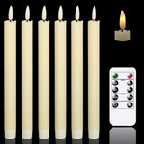 Genswin Halloween Black Taper Flameless Candles with Ghost Hand Candlesticks and Remote Timer, 2 Pcs Battery Operated Taper Candles with Holder and 3D Flame for Halloween Decor