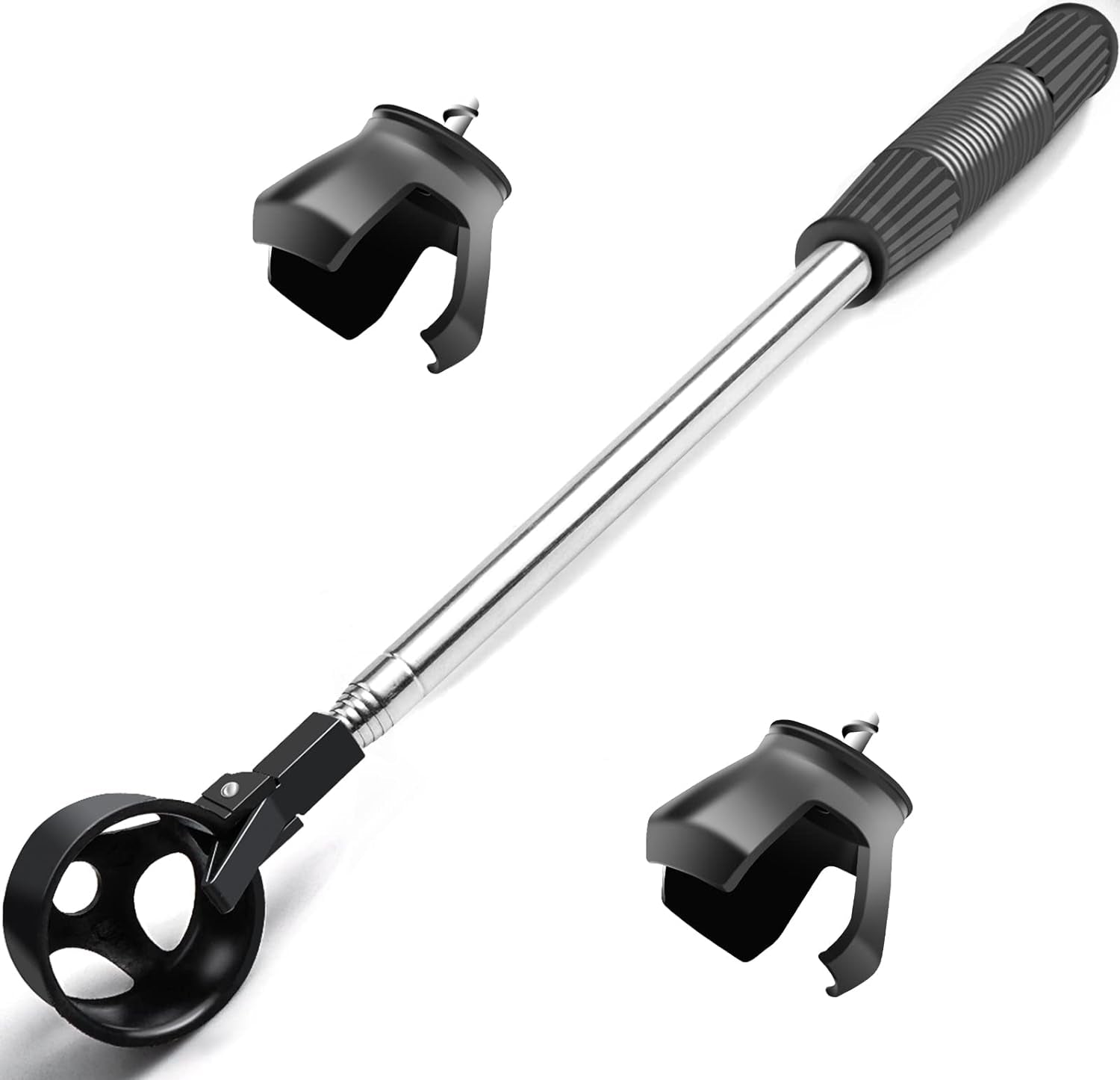 Recuperador de pelotas de golf telescópico con 2 pinzas: acero inoxidable, ligero y duradero