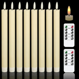 Genswin Halloween Black Taper Flameless Candles with Ghost Hand Candlesticks and Remote Timer, 2 Pcs Battery Operated Taper Candles with Holder and 3D Flame for Halloween Decor