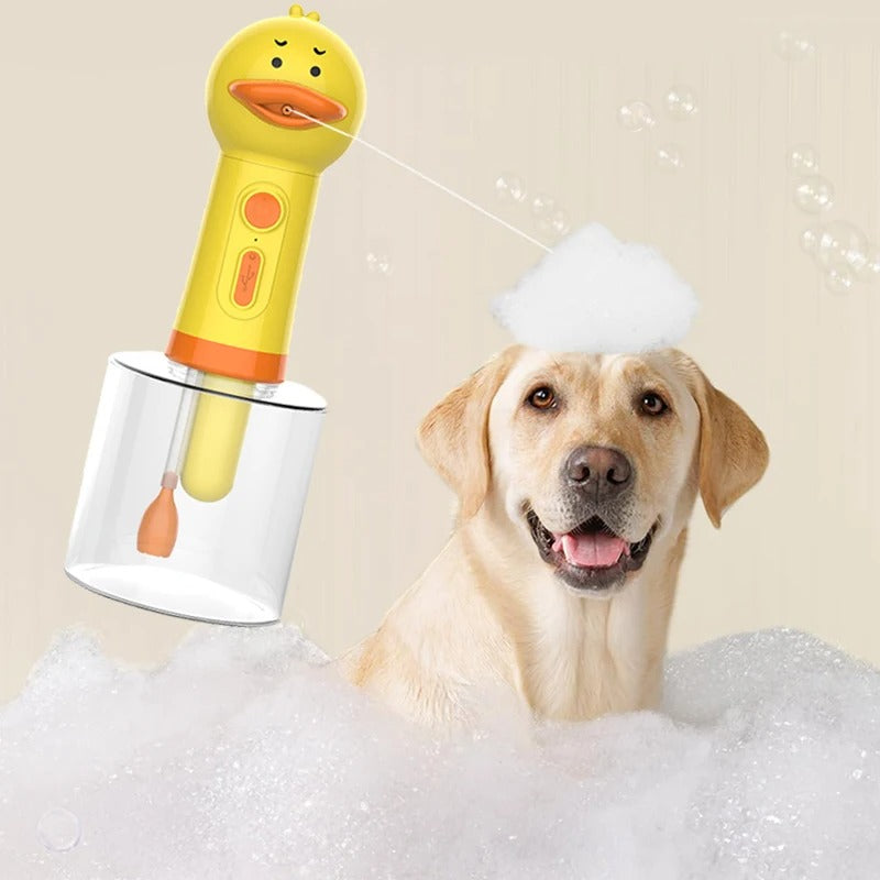 Dispensador de jabón en espuma con forma de pato recargable por USB: herramienta eléctrica para bañar y limpiar mascotas