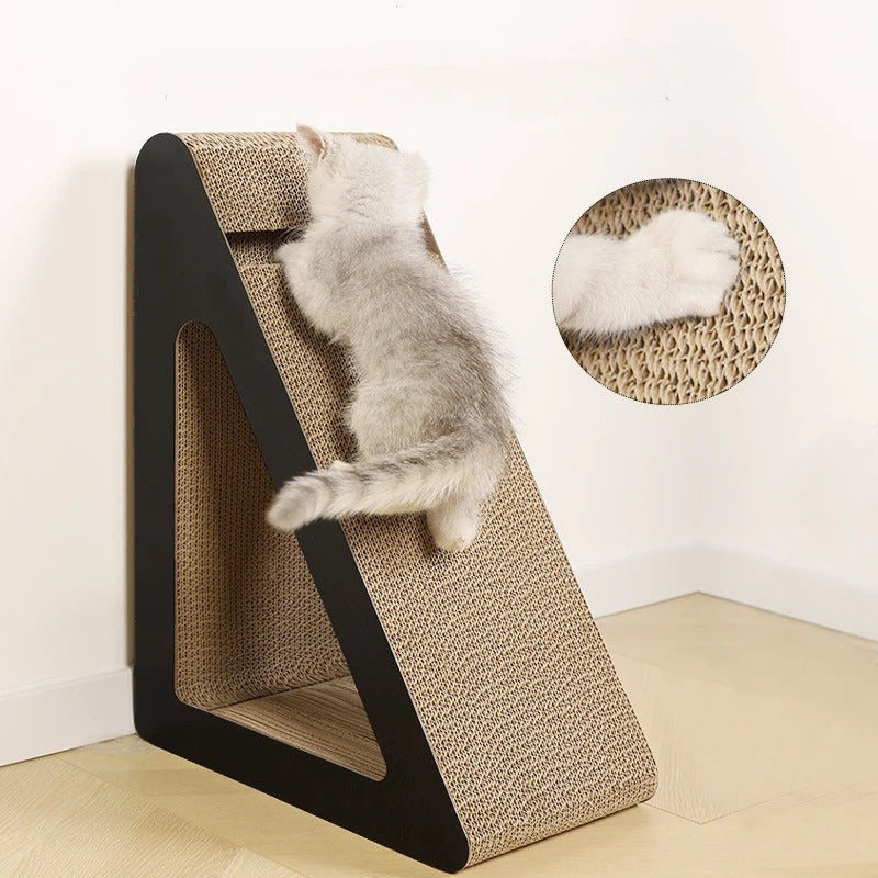 Rascador para gatos 2 en 1: base de cartón resistente para rascar y estructura para trepar