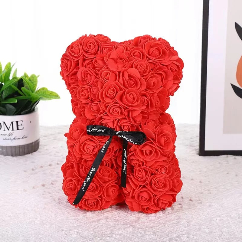 Oso de rosas - Oso de flores artificiales de 25 cm | Regalo perfecto para San Valentín, el Día de la Madre y festivales para ella