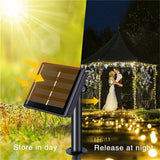 300 LED Solar Curtain Lights – Waterproof Outdoor String Lights for Christmas & Yard Decor
