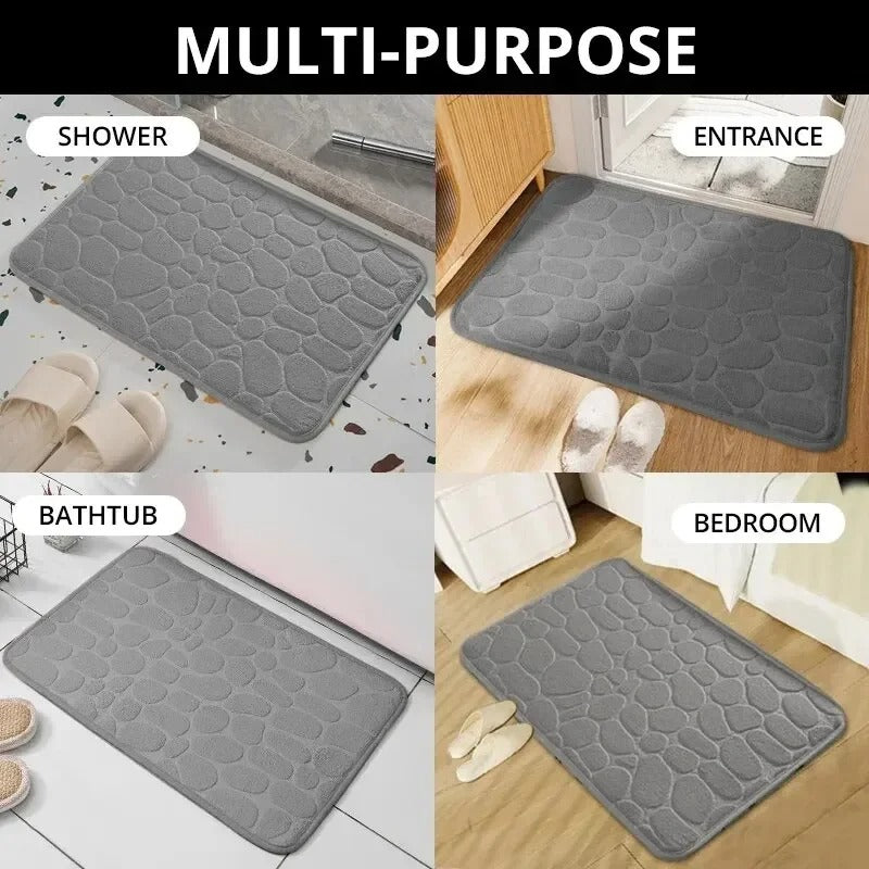 Embossed Velvet Memory Foam Bath Mat – Non-Slip Bathroom Rug