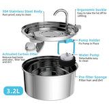 3.2L Stainless Steel Cat Water Fountain – Automatic Dispenser with Sensor & Multi-Layer Filtration