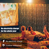 300 LED Solar Curtain Lights – Waterproof Outdoor String Lights for Christmas & Yard Decor