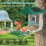 Comedero inteligente para pájaros: cámara HD de 2,5 K, identificador de aves con inteligencia artificial y panel solar