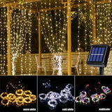 300 LED Solar Curtain Lights – Waterproof Outdoor String Lights for Christmas & Yard Decor
