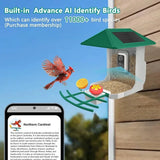 Comedero inteligente para pájaros: cámara HD de 2,5 K, identificador de aves con inteligencia artificial y panel solar