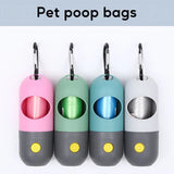 Dispensador de bolsas para excrementos de perro con luz LED: soporte portátil para bolsas de desechos para la limpieza de mascotas