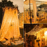 300 LED Solar Curtain Lights – Waterproof Outdoor String Lights for Christmas & Yard Decor