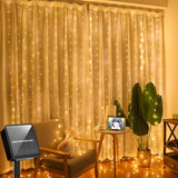 300 LED Solar Curtain Lights – Waterproof Outdoor String Lights for Christmas & Yard Decor